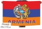 Двухсторонний флаг Армении с гербом. Фотография №1
