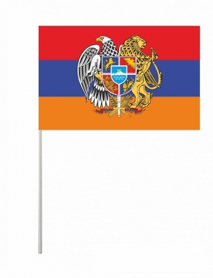Флаг Армении с гербом на палочке