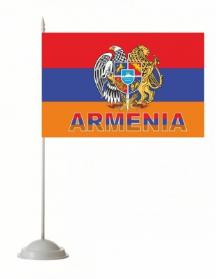 Флажок настольный «Флаг Армении с гербом»