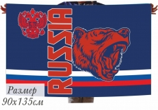 Сувенирный флаг RUSSIA с медведем фото