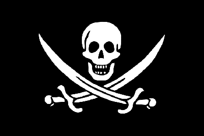 Чёрный флаг с черепом и саблями