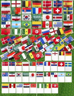 Флаги на Чемпионат Мира по футболу в РФ 2018 (комплект флагов 90х135см и 15х22см)