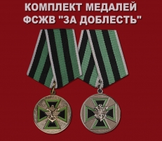 Комплект медалей ФСЖВ "За доблесть" фото